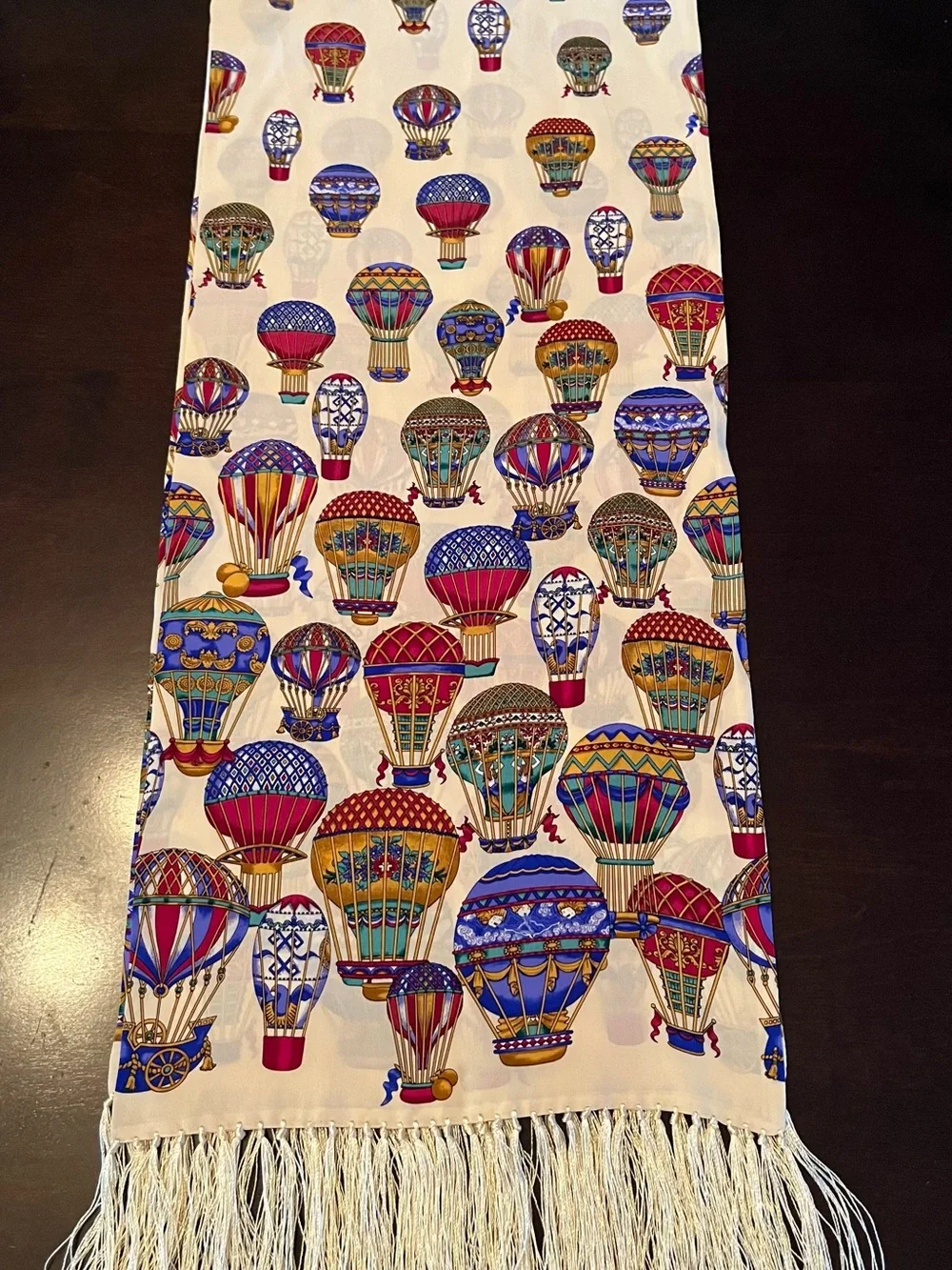 SILK Vintage Hot Air Balloon Scarf with Fringe